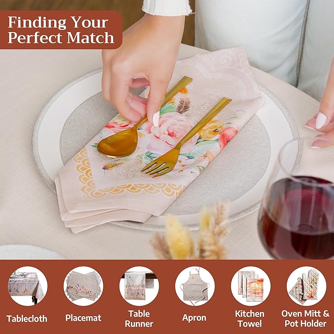 Maison d' Hermine Cloth Napkins Set of 4 100% Cotton Everyday Reusable Square Napkins Cloth Washable Dinner Party Wedding Restaurant Gifts for Mothers Day Spring/Summer (Ibiza - Beige, 20" x 20")