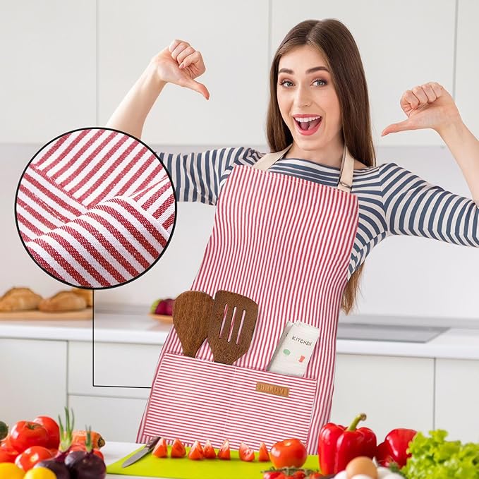 BeLuyi 2 Pack Adjustable Bib Apron with 2 Pockets Chef Cooking Kitchen Restaurant Aprons for Women Men