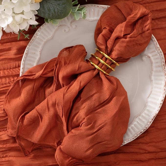 20 Pack Terracotta Cheesecloth Napkins Washable Spring Summer Cloth Napkins Set of 20 Bulk 21x21 Inches for Dinner Wedding Baby Bridal Shower Birthday Party Table Decor
