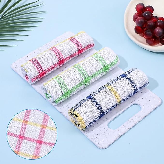 Lemecima 36 Pieces Kitchen Dish Cloths Dish Towels Washable Cleaning Cloth for Washing Dishes Wipe Glass Home Kitchen Household Supplies, 12 x 12 Inch (3 Colors)