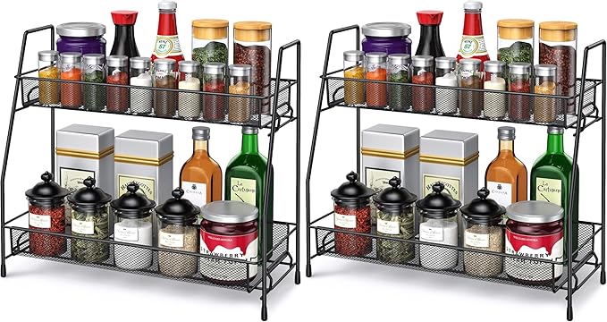 SPISPI Spice Rack Organizer for Cabinet, Bathroom Organizer Countertop, Bathroom Counter Organizer, Kitchen Countertop Organizer, Bathroom Vanity Organizer (Pack of 2)
