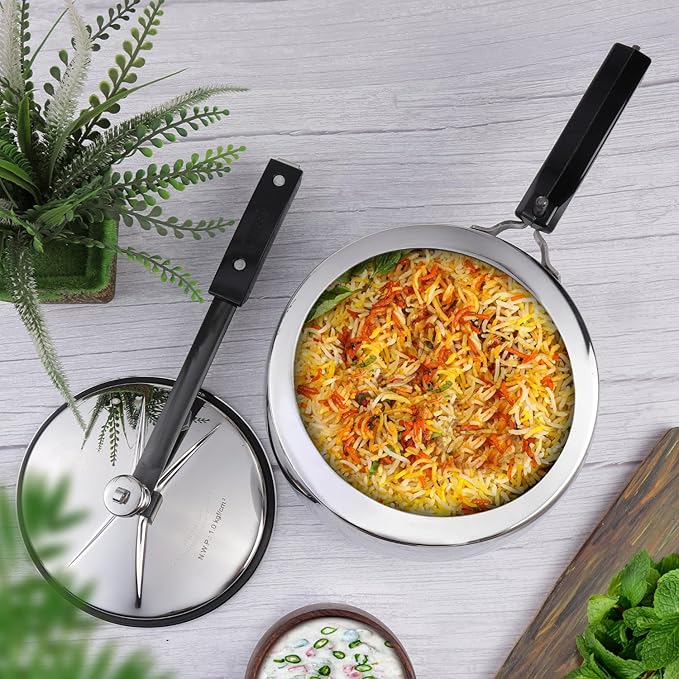 Vinod Europa Stainless Steel Inner Lid Pressure Cooker - 3 Litre | Handi Shape | Sandwich Bottom Cooker | Induction and Gas Base | ISI and CE certified