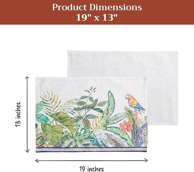 Maison d' Hermine Placemats 100% Combed Cotton Premium Set of 4 Dinner Placemat, Decorative Washable Cloth Placemat, Dining, Buffet Parties & Camping - Mosaic (13"x19")