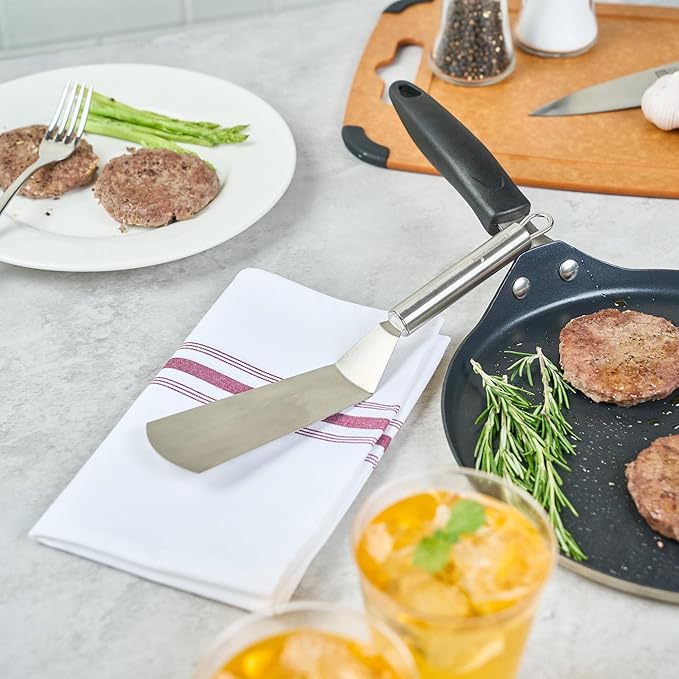 Restaurantware 11" Stainless Steel Turner - 6 Pack - German Standard Kitchen Spatula with Ergonomic Handle, Heat-Resistant - Heavy-Duty Steel Spatula for Flipping Burgers, Eggs, Meat