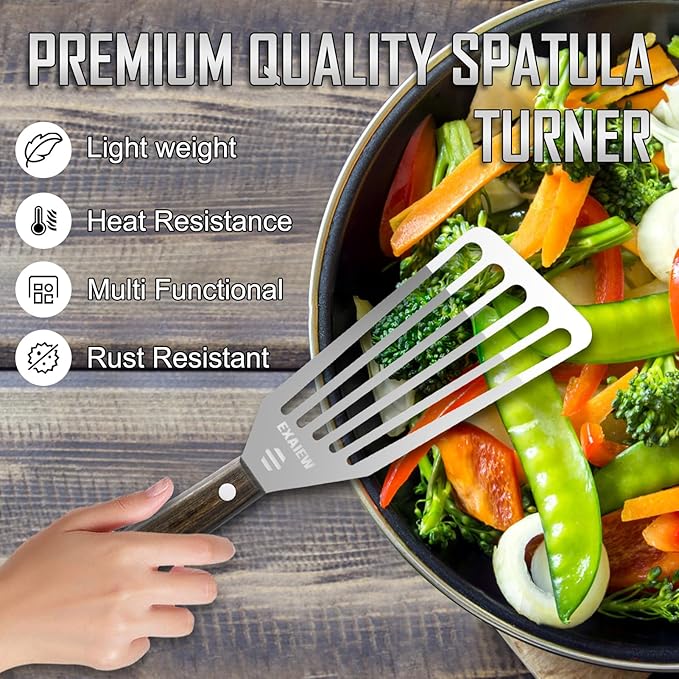 2 Pack Fish Spatula Stainless Steel，Flexible Metal Spatula Perfect for Flipping Eggs, Burgers and Baking, Durable Lightweight Kitchen Slotted Turner for Cooking & BBQ, Perfect Gifts