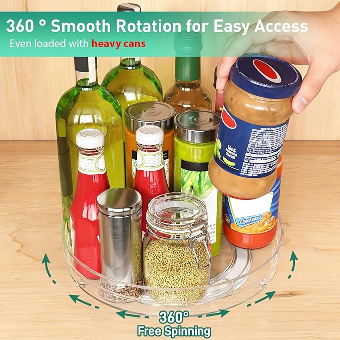 Optish 2 Pack Lazy Susan Organizer, 10.7" Lazy Susan Turntable for Cabinet, Refrigerator Organizer and Storage for Pantry, Closet, Countertop, Non-Skid Fridge Organizers