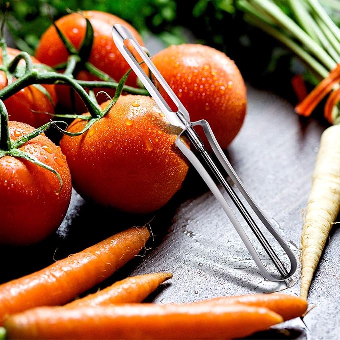 Mudder 10 Pieces Vegetable Fruit Peelers Stainless Steel Rotary Peelers Carrots Potatoes Peeling Tools for Home and Kitchen, with Ergonomic Safety and Control Handle