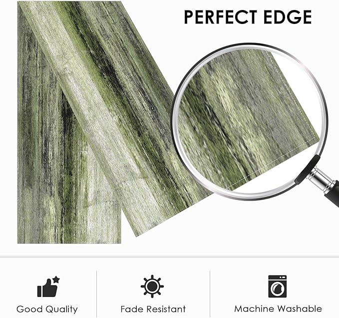 Emvency Farmhouse Table Runner, Vintage Olive Green and Grey Abstract Art Painting for Kitchen Coffee Table Family Dinners Holiday Parties Wedding Events Decor(13x90 inch)