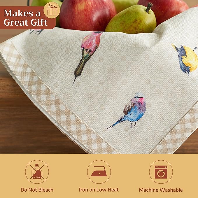 Maison d' Hermine Cloth Napkins Set of 4 100% Cotton Everyday Reusable Square Napkins Cloth Washable, Dinner, Party, Wedding, Restaurant, Spring/Summer (Birdies On Wire, 20" x 20")