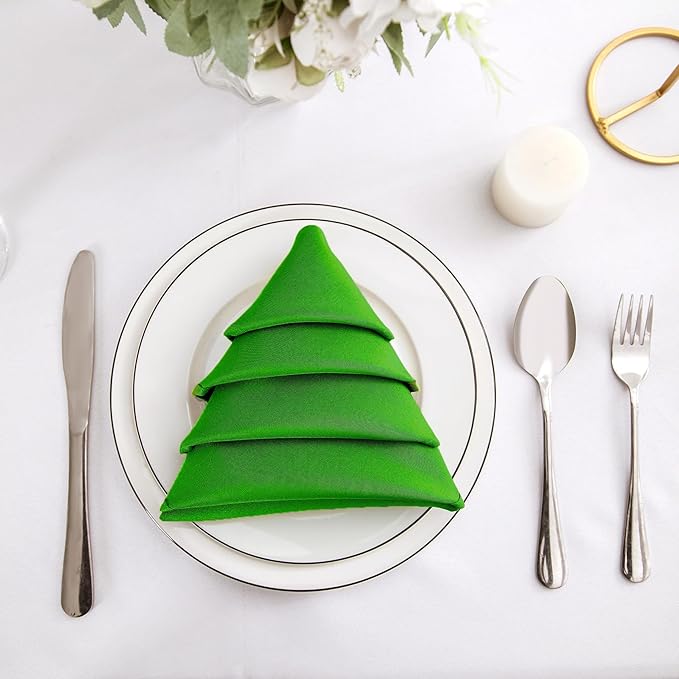Bailarina Cloth Napkins Set of 40,17x17 inches Dinner Napkins Cloth Washable,Polyester Square Table Cloth Napkin Bulk with Hemmed Edges Ideal for Banquets, Parties and Weddings-Emerald Green