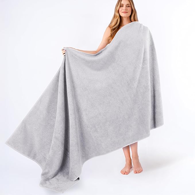 American Soft Linen 100% Cotton 600 GSM Turkish 40x80 Oversized Bath Towel Sheet, Extra Large Adult Towels for Bathroom, Silver Gray Bath Sheet