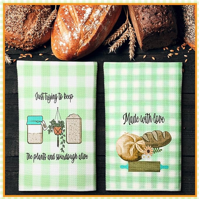 Peryiter 6 Pcs Sourdough Baking Kitchen Towel 16 x 24 Inch Green Sour Dough Proofing Flour Sack Tea Towel Gift for Baking Sour Dough Cloths for Sourdough Bread Cloths for Kitchen Women Chef Bake Lover