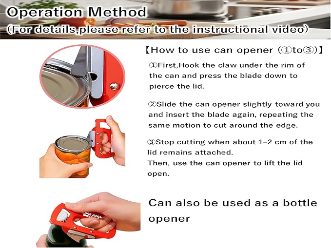 Made in Japan with Storage Case, Japanese Manual Can Opener & Bottle Opener – High Carbon Stainless Steel, for Kitchen, Camping, Emergency Preparedness & Gift