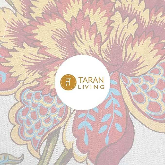 TARAN LIVING Cotton Cloth Napkins Natural Reusable Fall Dinner Napkins Reusable Machine Washable Fabric for Events, Gift, Home Decor - Kaveri, 20x20 Inches (Pack of 12)
