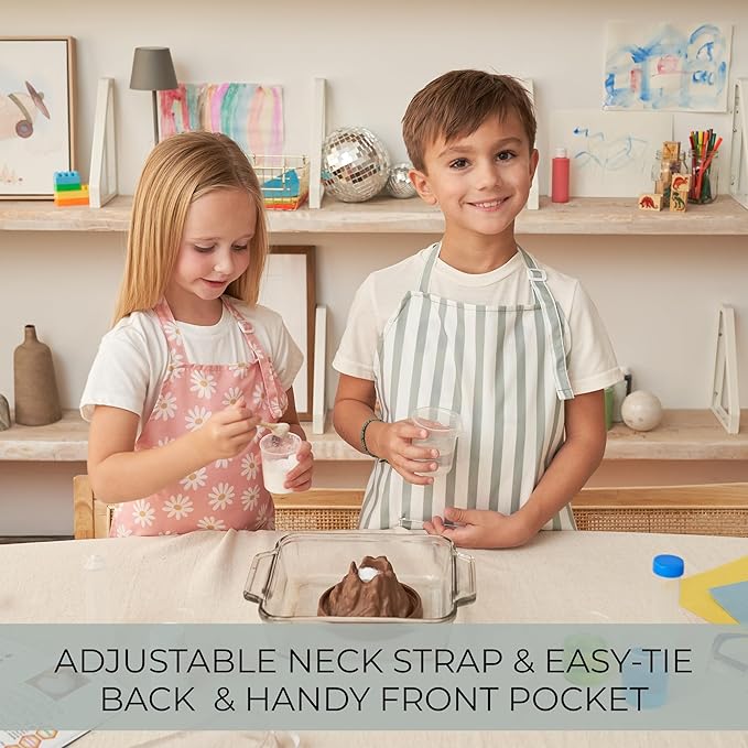 ZICOTO Kids Apron for Girls & Boys - Toddler Apron with Pocket for Cooking, Baking & Crafts - Christmas Gift for Little Chef