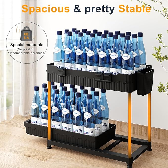 Sevenblue 3 Pack Under Sink Organizers, 2-Tier Multi-Use Kitchen and Bathroom Organizers and Storage with Sliding Drawers, Bathroom Cabinet Organizer (Black, 14.8 Inch)