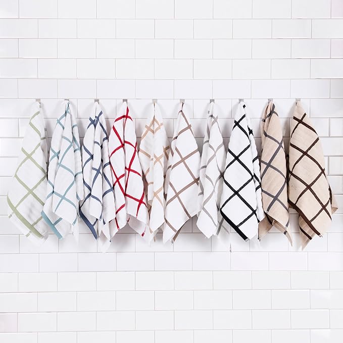 All-Clad Checked Kitchen Towel: Highly Absorbent, Super Soft Long Lasting - 100% Cotton, 17"x30" Tea Towel for Cleaning & Drying Dishes, Pans, Glassware, or Countertops, (1-Pack), Pewter