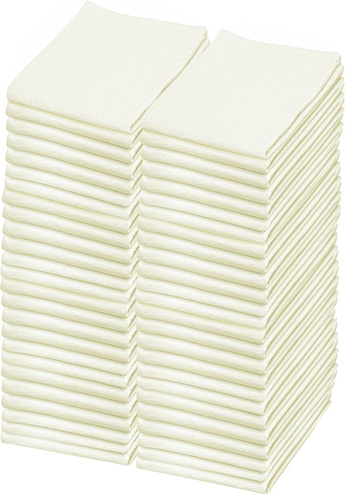 Flour Sack Towels | Tea Towel for Crafts| Kitchen Dish Cotton Blank Towel for Embroidery| Baking Bread Proofing Linen Cover| Thick Absorbent Quick Dry| 50 Pack 18"x 28" Natural