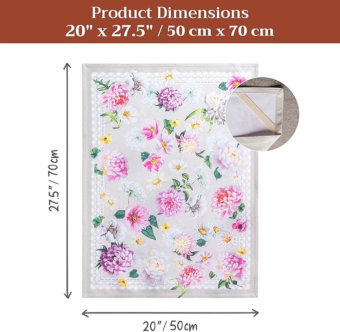 Maison d' Hermine Kitchen Towels Set of 3 100% Cotton 27.50" x 20" Reusable Cloth Tea Dish Towels Absorbent with Hanging Loop for Kitchen Gifts for Mothers Day Spring/Summer (Pivoine)