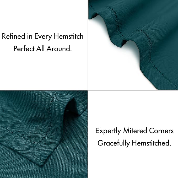 Ruvanti Cloth Napkins Set of 12, 100% Cotton High GSM 18x18 Inches, Hem Stitched Corners, Soft, Washable, Highly Durable & Absorbent, Perfect for Parties, Christmas, Thanksgiving Dinners – Deep Teal