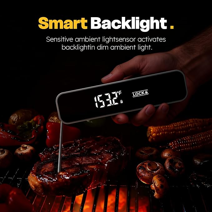 0.3S Instant Read Meat Thermometer – Digital Food Thermometer for Cooking, Grilling, BBQ, Candy, Air Fryer, Griddle – Kitchen Gadget Essentials & Gift for Him