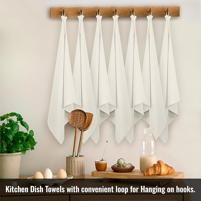 ROYALE LINENS Flour Sack Towels – 6 Pack 28x28 Inch Natural Kitchen Dish Towels – 100% Cotton Tea Towels for Bread Proofing, Cheese Straining, Baking, Cleaning, Drying, Embroidery, Multipurpose Use