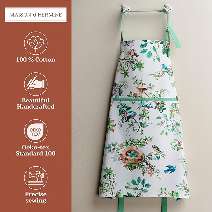 Maison d' Hermine 100% Cotton Apron for women with Pocket Kitchen Chef Apron for Men Cooking Mothers Day Gifts