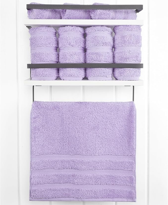 American Soft Linen Luxury Hand Towels for Bathroom, 600 GSM Heawy Weight 16x28 Size 100% Cotton Turkish 4 Piece Hand Face Towel Set, Lilac Hand Towels
