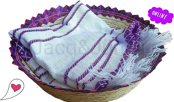 Jacq & Jürgen - Set of 6 Traditional Mexican Tortilla Warmer Cloths - 100% Cotton Handmade Fabric - Reusable Kitchen Napkins for Bread & Tortillas