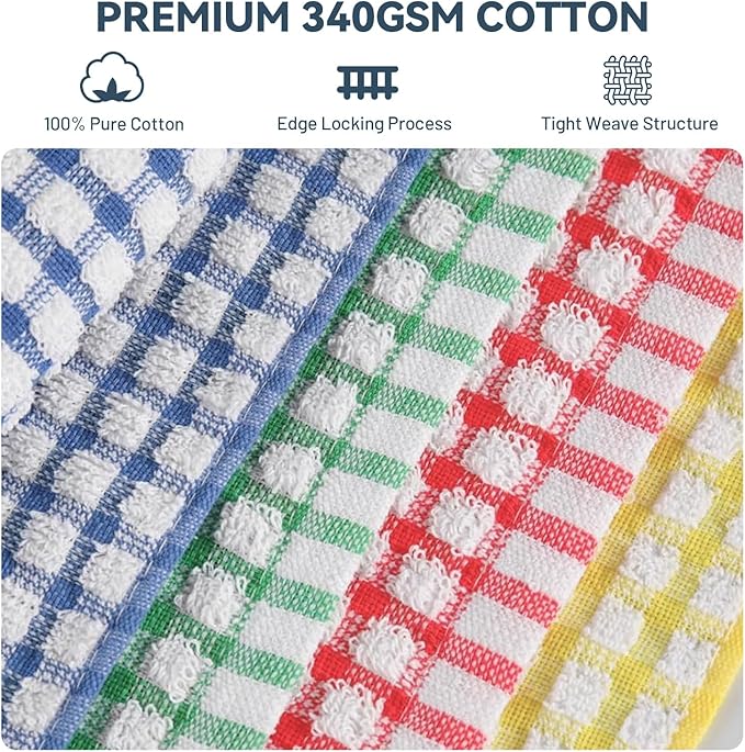 Egles 16 Packs Kitchen Dishcloths 12x12 Inches 100% Cotton Kitchen Dish Cloths for Washing Dishes Scrubbing Wash Cloths Dish Towels Sets (Mix Color)