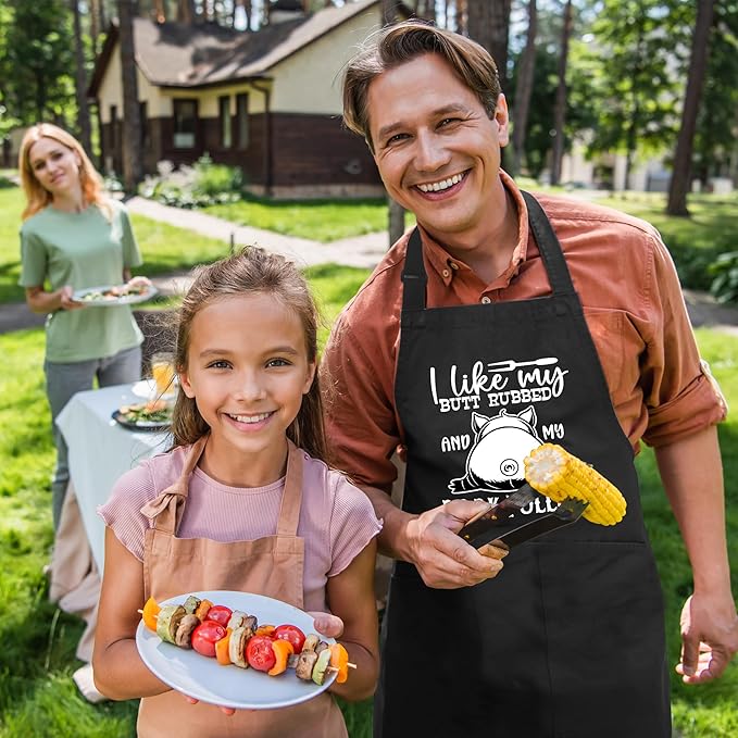 Grilling Aprons for Men,Cnavas Corss Back with Large Pockets Adjustable Chef Aprons, Funny Gifts for Men