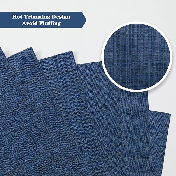 Navy Blue Placemats Set of 2 - Heat Resistant Non-Slip Place mats for Dining Table, Washable Durable PVC Vinyl Woven Table Mats (Navy Blue, 2)