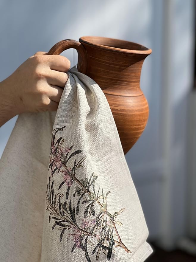 Grand Duchy - Fine Linen Kitchen Tea Towels - Set of 3 - Linen Cotton Blend - Soft, Useful, Beautiful for Kitchen, Dining, Cooking - 23'' x 17.5'' - Make A House A Home - Made in Europe (Lavender)