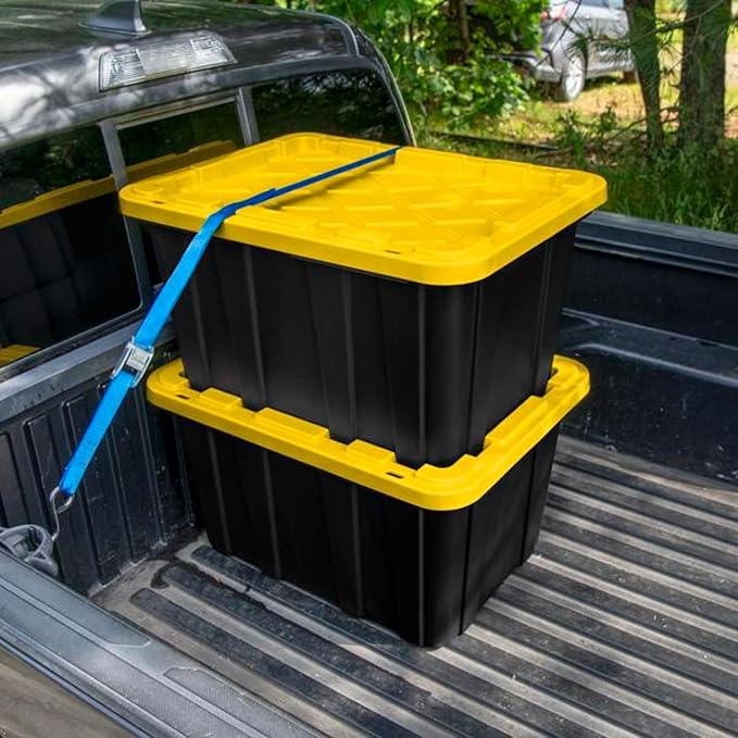Sterilite 16 Pack Industrial Tote, Plastic Storage Container Bins with Lids, 27 Gallon - Heavy-Duty Organizing Containers for Closet, Bathroom, and Office