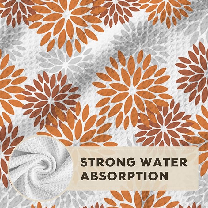Artoid Mode Orange Dahlia Floral Kitchen Dish Cloths, 12x12 Inch Quick Dry Microfiber Dishcloths for Kitchen Premium Dish Rags Set of 2