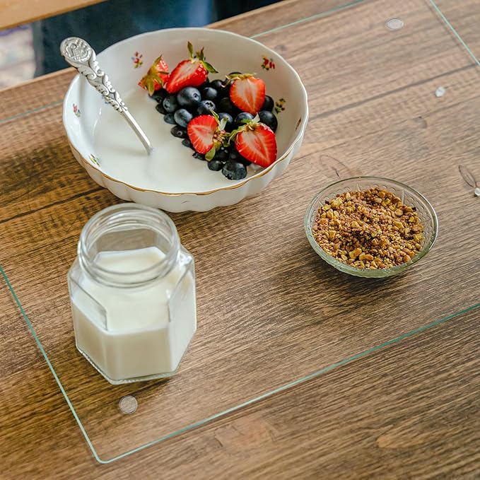 Mymonfif Tempered Glass Cutting Board for Kitchen, Clear Glass Board for Countertop, with Non-Slip Feet, Heat Resistant, Middle Size 14x10" 1Pcs