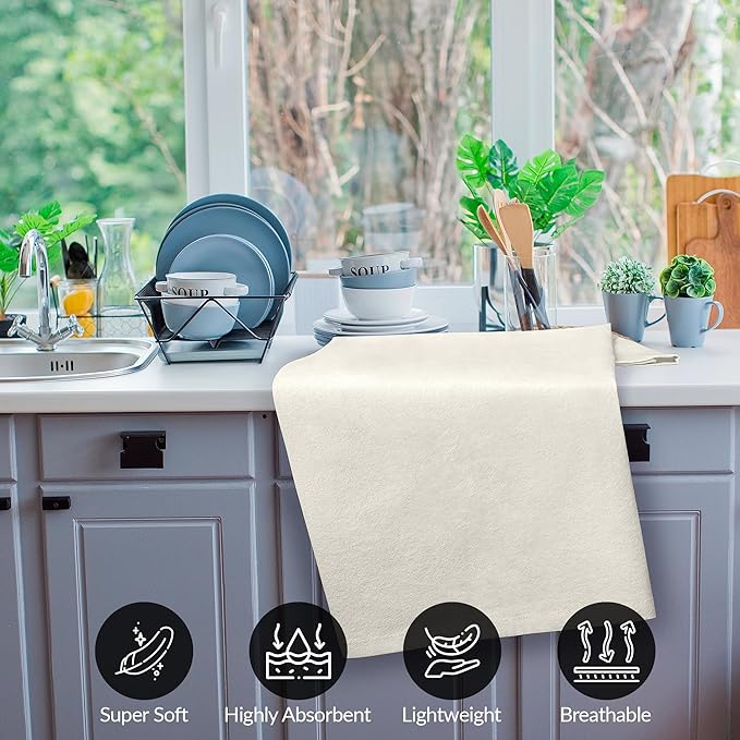 ROYALE LINENS Flour Sack Towels – 6 Pack 28x28 Inch Natural Kitchen Dish Towels – 100% Cotton Tea Towels for Bread Proofing, Cheese Straining, Baking, Cleaning, Drying, Embroidery, Multipurpose Use