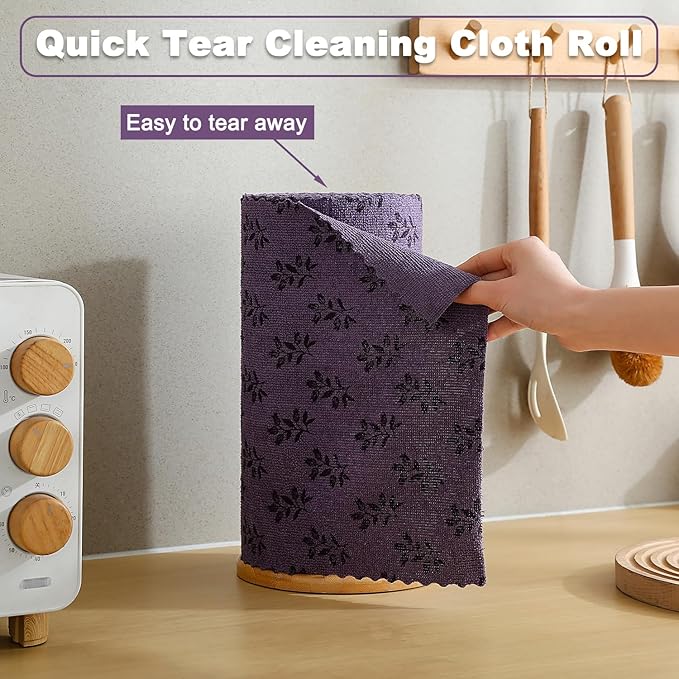 Microfiber Cleaning Cloth Roll,80 Pack Cleaning Towels,Lint Free Rags Paper Towels & Tear Away Reusable Towels,Washable Shop Rags Floral Wipe Cloth,Wash Cloths Dish Rags for Car Kitchen Window