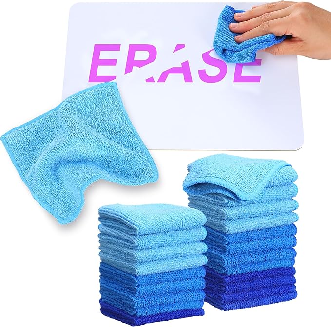 Tanlade Cleaning Cloth Dry Erase Cloth Cleaning Rags Reasonable Kitchen Towels Microfiber Towels Cars Wash(6 x 6 Inch,Blue/Light Blue/Dark Blue,30 Pcs)