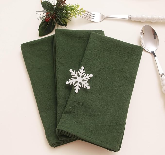 Cotton Fall Cloth Napkins set of 12, 16’’x16’’, Dinner Cloth Napkins Washable Bulk with Hemmed Edges, for Hotel Restaurant, Wedding, Christmas decor, Thanksgiving (Dark Green)