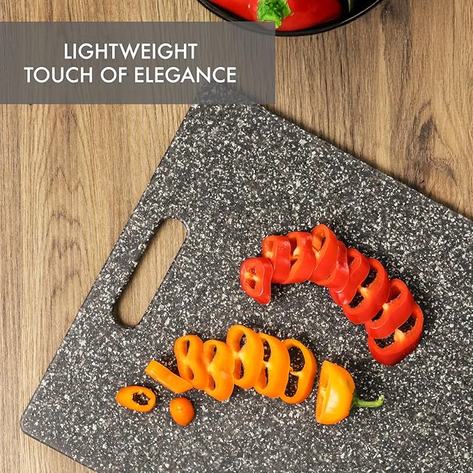 Dexas Superboard Cutting Board with Handle 8.5 x 11 inch Heavy Granite, Compact Kitchen Prep Board, Dishwasher Safe, Non-Porous Poly Surface, Made in USA
