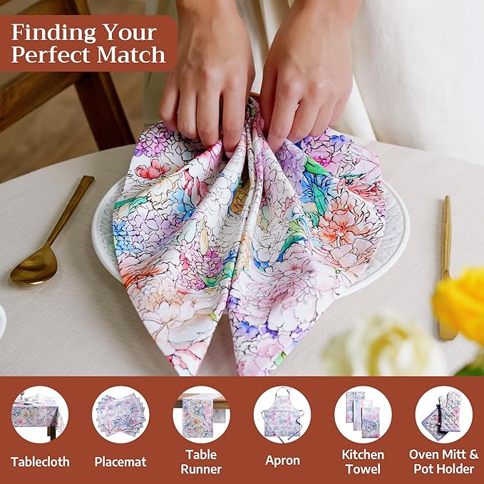 Maison d' Hermine Cloth Napkins Set of 4 100% Cotton Everyday Reusable Square Napkins Cloth Washable Dinner Party Wedding Restaurant Gifts for Mothers Day Spring/Summer (Floral Love, 20" x 20")