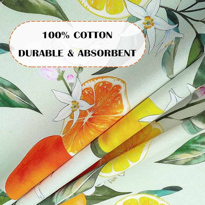 Summer Lemon Tea Towels, Cotton Kitchen Towel 18.9 × 27.5 inch, Quick Drying Dish Cloth for Party Anniversary Holiday Decoration, Housewarming Gifts for Mom