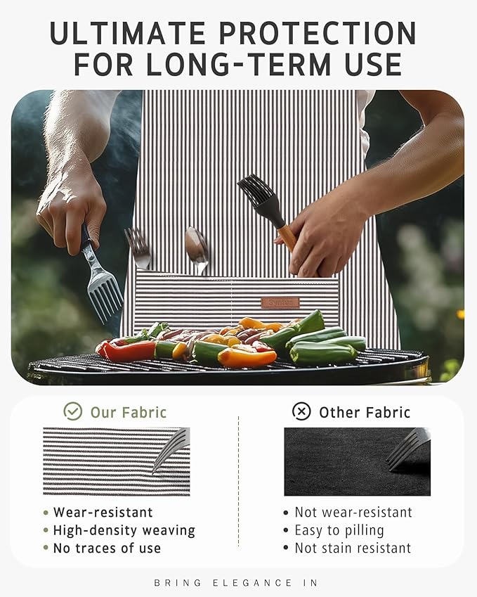 Syntus Apron for Men Women, Adjustable Cooking Kitchen Chef Aprons with 2 Pockets, Cotton/Polycotton/Polyester