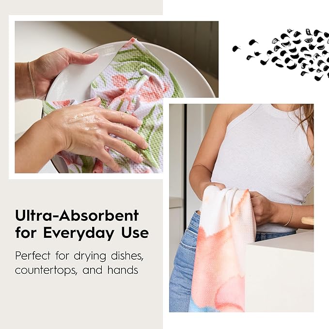 GEOMETRY Kitchen Dish Cloths - Spring & Summer Collection - Premium Dishcloths with Geoweave - Absorbent & Fast Drying Kitchen Towels - Sandy, 10" x 10" - 3-Pack