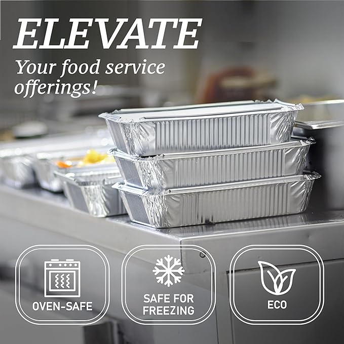 55 Pack - 2.25 LB To Go Aluminum Containers with Lids - Heat Proof Foil Tins for Meal Prep, Take Out, Freezer Meals