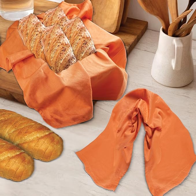 Urban Villa Kitchen Towels 100% Cotton Dish Towels for Kitchen(Set of 6)20”x30” Dish Cloths Highly Absorbent Kitchen Linen Set with Hanging Loop Perfect for Drying Dishes Cleaning Hand Towels – Orange