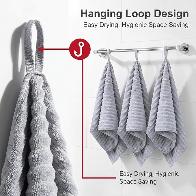 4PCS Gray Microfiber Hand Towels for Bathroom Christmas Decorations Quick Dry Small Towel Set for Bathroom Kitchen 14 x29.6inch