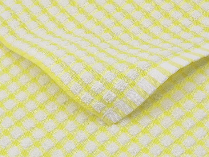 Cotton Cleaning Rags Terry Dish Cloths for Washing Dishes, Set of 8 Dish Rags for Cleaning, Light and Soft Dish Towels for Kitchen Drying Dishes, 11.8 Inch x 11.8 Inch (Yellow)