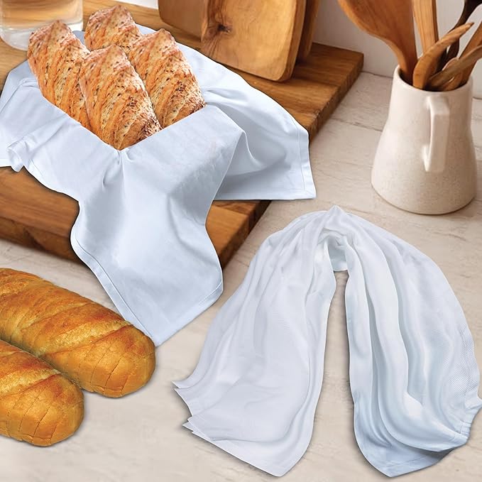 Urban Villa Kitchen Towels 100% Cotton Dish Towels for Kitchen(Set of 3)20”x30” Dish Cloths Highly Absorbent Kitchen Linen Set with Hanging Loop Perfect for Drying Dishes Cleaning Hand Towels – White